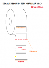 Decal giấy nhiệt in mã vạch 35x22mm 1 tem/hàng